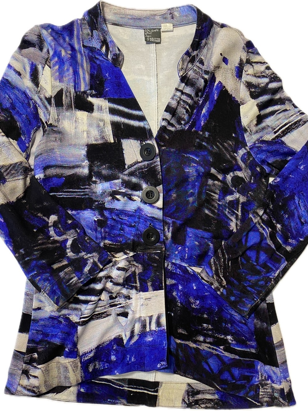 Abstract Blue & Black Button-Front Blazer by Simply Art by Dolcezza